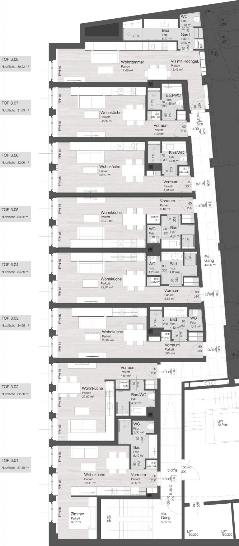MicroApartments Rotenturmstraße von LIEGLER TAKEH ARCHITEKTEN